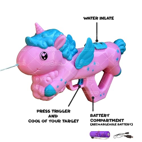 Image of PoPo Toys Holi Unicorn Electric Gun Pichkari |Big Size | Long Range | Loved by Every Child (Unicorn Electric Gun - Big)