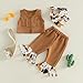 Rourufy Toddler Baby Girl Western Outfit Cowgirl Tassel Sleeveless Top Vest Jacket Bell Bottoms Bandana Set Spring Clothes (C Brown, 6-12 Months)