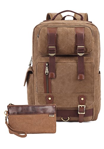 KAUKKO Outdoor Travel Men Backpack, Hiking Camping Canvas Rucksack