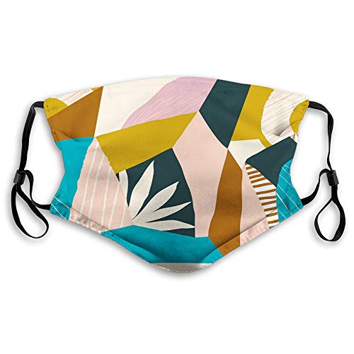 Comfortable Windproof mask,Abstract, Modern Groovy Illustration of Contemporary Quirky Funk Ornament in Pastel
