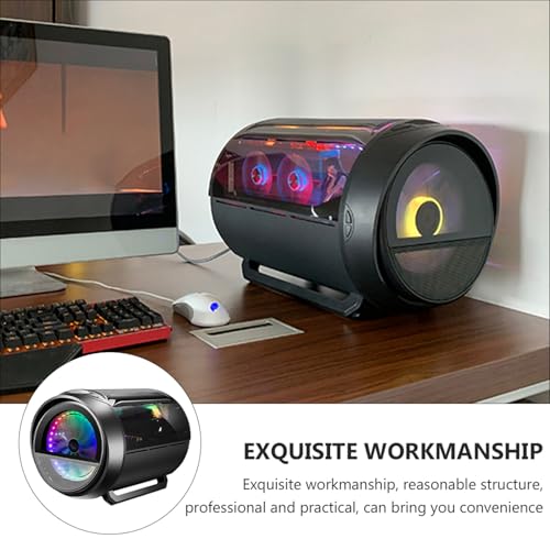 Gabinete Matx con panel lateral circular RGB, chasis negro para juegos y oficinas con refrigeración por agua miniatura 4