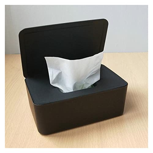 XIWANG Caja de Tejido húmedo Sello de toallitas for bebés Caja de Almacenamiento de Papel Dipensador Caja de Tejido a Prueba de Polvo de plástico for el Polvo con Tapa dyrllw (Color : Schwarz)