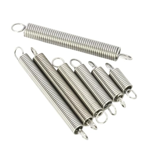 Xhuan-k΂ 304 Stainless Steel Tension Spring Small Micro Coil Dual Hook Wire Diameter 0.5mm OD 5mm Length 15/30/40/50mmC10pcs 