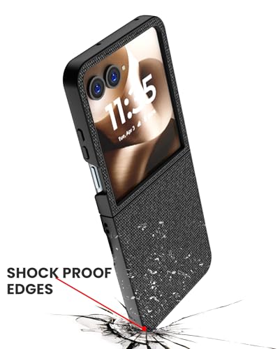 Image of Kapa Soft Full Fabric Protective Back Case Cover for Moto Razr 60 /50 | Shockproof Slim Hard Anti Slip Back Case (Black)
