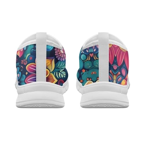 Image of Floral Sneakers for Women Colorful Art Shoes for Women Slip On Casual Work Shoes