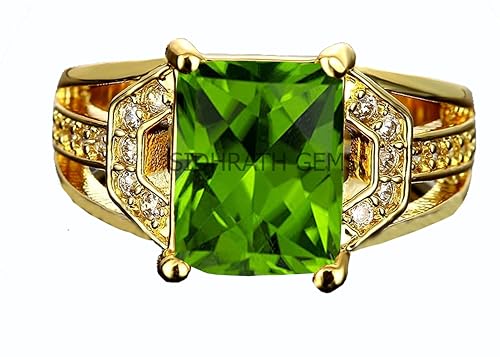 Bague en péridot vert naturel 10 carats taille S avec anneau réglable