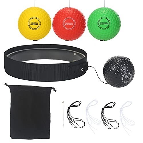 KKcare Conjunto de bolas de reflexo de boxe 4 bolas de reflexo de reação mais 4 bandas elásticas Bol