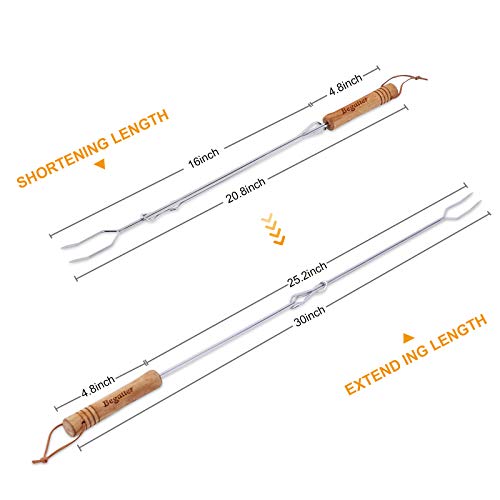 Begatter Marshmallow Roasting Sticks, Extendable Long Smores Sticks & Hot Dog Forks For Fire Pit Campfire, Telescoping Heavy Duty Campfire Forks, 4Pcs With Carry Case #TOP3