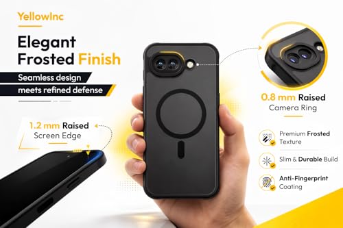Image of Frosted Matte Case Cover for Google Pixel 10A, 2600 Gauss Magnetic Ring, Military Grade Shockproof (Translucent Black with MagSafe, Google Pixel 10a)