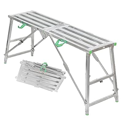 CHYDDU Scaffolding Work Platform Portable Folding Scaffold | Ladder Stool Adjustable Height, Metal Tech Scaffolding Equipment Tools, for Home Improvement, Patching Drywall or Cleaning Windows (A 1