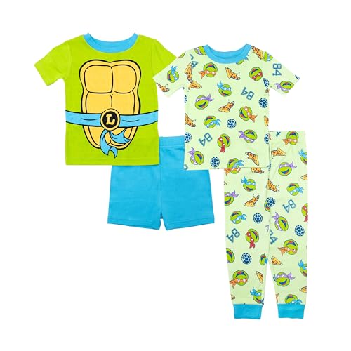 Teenage Mutant Ninja Turtles Boys 4-Piece Snug-fit Cotton Pajama Set Soft & Cute for Kids LITTLE NINJAS 3T
