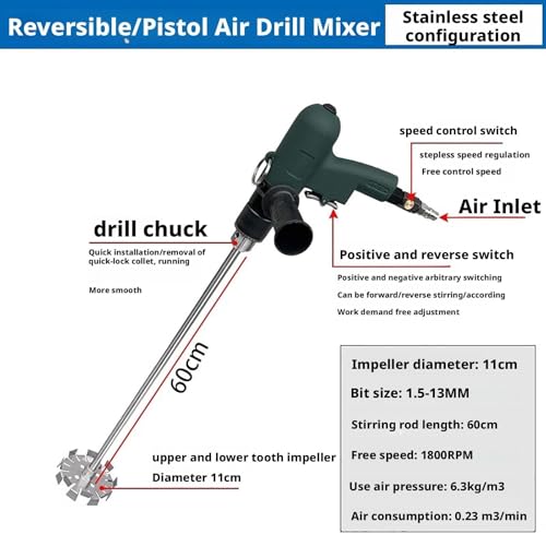 Agitateur pneumatique industriel robuste pour mélange de mastic air comprimé