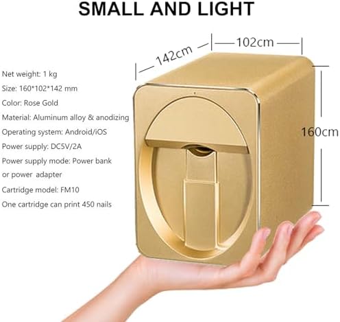 Portable Nail Printer with Metal Shell - Fast 30s Printing, WiFi Picture Upload for Home & Professional Use - Perfect for Manicures (Black)