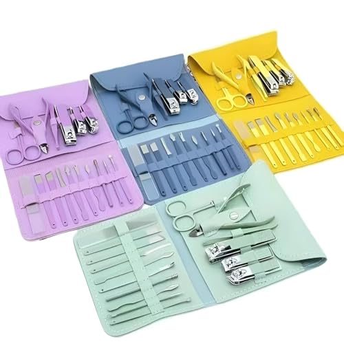 Kit Manicure Profissional 16 Peças, Completo e Portátil para Cuidados das Mãos e Pés, com Alicate, Tesoura e Acessórios