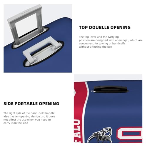Image of Custom Buffalo Luggage Cover Personalized Football Style Suitcase Cover with Name Number Customized Washable Elastic Sports Travel Suitcase Protector for Business Vacation Gifts