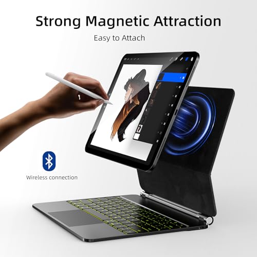 Image of CSZZACME for iPad Pro 13 inch M5 2025 & M4 2024 case with Keyboard M4,Magnetic Attach,Multi-Gesture Trackpad,7-Color Backlit,Shortcut Keys,Auto Sleep /Awake,Magic Keyboard for iPad Pro 13-inch, Black
