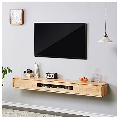 Étagère murale suspendue lumineuse 140cm avec tiroirs et meuble TV intégré