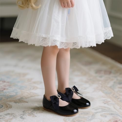 Image of PHIRAMIN Toddler Flower Girl Dress Shoes - Little Girl Mary Janes Flats Wedding