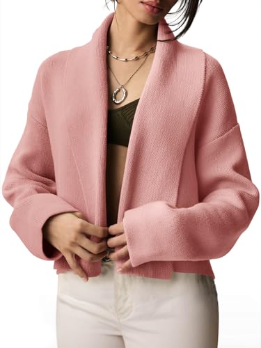 Image of Saodimallsu Womens Cropped Cardigan Open Front Shawl 2026 Fall Trendy Long Sleeve Sweater Jacket