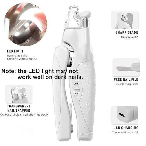 Haustier Nagelknipser mit LED-Licht, hunde krallenschere Krallenschneider, Nagelfeile Krallenpflege für Mittlere & Kleine Hunde und Katzen, Professionelle Nagelschneider Scharfe Klinge Sicheres