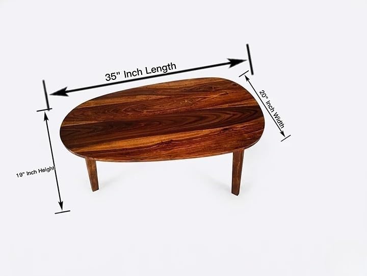 Image of Sheesham Wood Coffee Table Set for Living Room | Nesting Center Table Set of 2 with Oval Top and Tapered Legs | Modern Wooden Tea Table with Space Saving Design | Mid Century Style Furniture | Brown