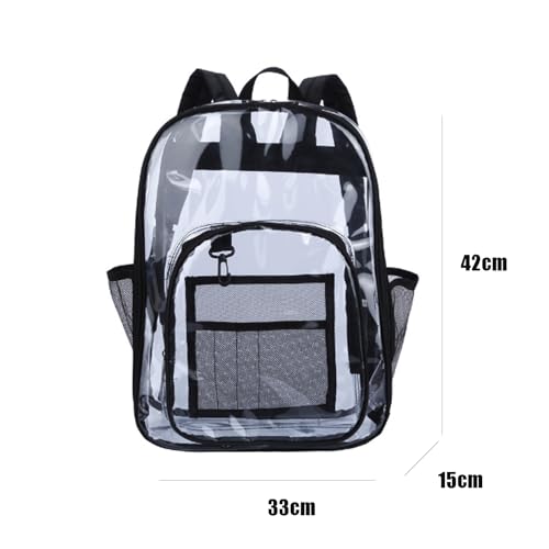 Clear Backpack Heavy Duty for Women Men See Through Transparent Backpacks Stadium Approved for Work Concerts (Black 3 PCS)3