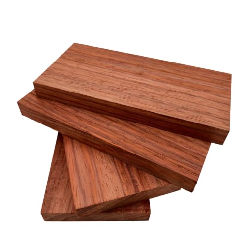 4PCS Unfinished African Padauk Wood Boards,Padauk Hardwood for Laser Engraving,Woodworking, Crafts, and Gifts (7.87 x 3.93 x 0.78 in)