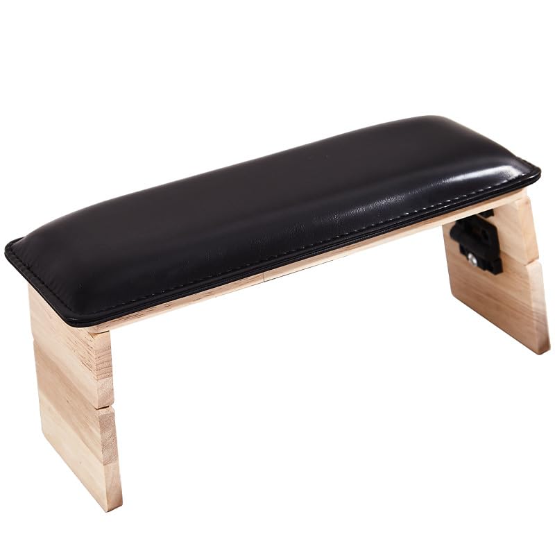 Nail Art Hand Rest with Foldable Wood Legs, PU Leather Cushion, Three Adjustable Heights, Manicure Arm Support Pillow (Double-folded hand pillow in grey)