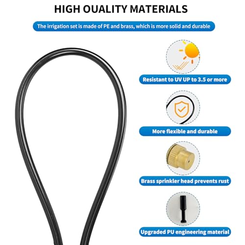 50FT Drip Irrigation System, Complete Garden Watering Kit with Rust-Proof Copper Nozzles - UV Stabilized Flexible Hose for Lawn, Greenhouse, Patio Plants β image 2