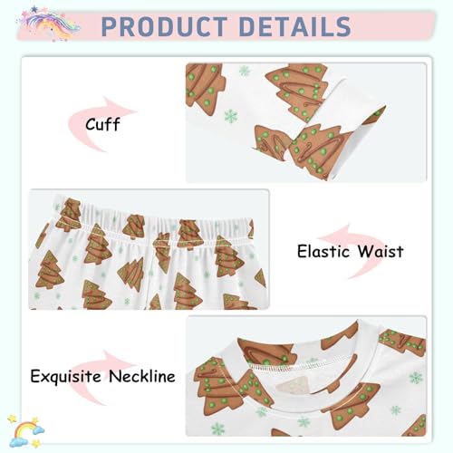 Pajama Sets Long Sleeve Christmas Tree Cookies Soft Comfy Sleepwear 2 Piece PJS 3-8T4