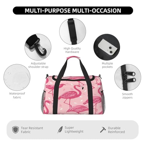 Tropical Pink Animal Bird Duffle Bag Travel Duffel Bags for Men Women Waterproof Gym Overnight Weekender Bag Carry on Tote Bag4