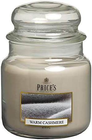 Price's - Warm Cashmere Medium Jar Candle - Woody, Delicious, Quality Fragrance - Long Lasting Scent - Up to 90 Hour Burn Time