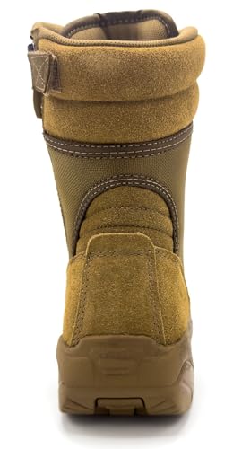 LAPG Men's Core 8" Side-Zip Duty Boots, Lightweight Tactical Combat Boots for Men, Work Hiking Outdoor Shoes, Coyote4