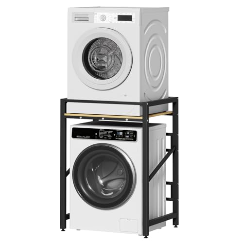 iondelce Over Washing Machine Storage Unit, Height Adjustable Washer Dryer Stacking Kit, Space Saving Washing Machine Stand for Bathrooms, Laundry, Kitchen, 250 KG Load Capacity (Burlywood 3)