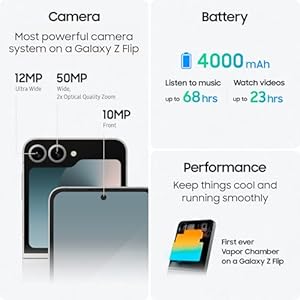 SAMSUNG Galaxy Z Flip 6 AI Cell Phone + $200 Amazon Gift Card + Large Storage Launch Bundle, 512GB Unlocked Android Smartphone, FlexCam Camera, Photo Assist, Camcorder Mode, US Version, 2024, Mint 6 41emjbtRyDL. SS300