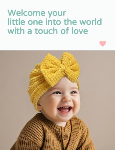 5 PCS Baby Hair Bow Hats, Baby Turban for Baby Girls, Toddler Hat with Bows for Girls, Infant Caps2