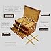 EURIELK Wooden Jewelry Box with Lock and Key for Women, 2 Drawers Medium Size Real Natural Wood Lockable Antique Organizer with Large Storage, Ring Compartments, Built in Necklace Hooks