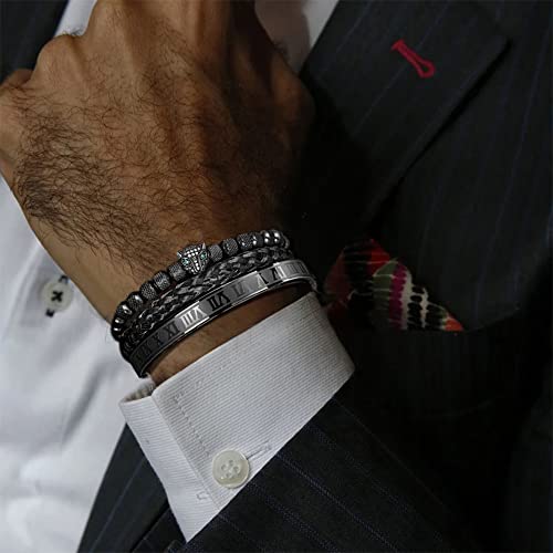 Set 3 pulseras clásicas trenzadas para hombre miniatura 6
