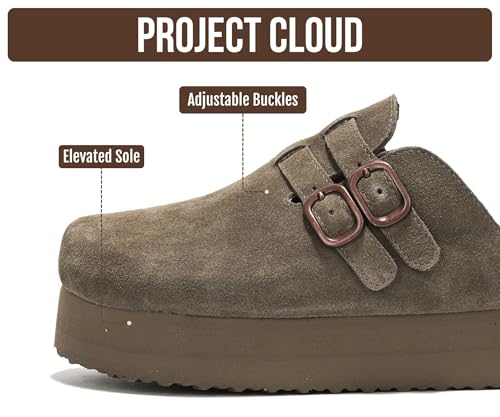 Image of Project Cloud 100% Genuine Leather Platform Sandals Women Footwear - Comfortable Womens Slides Memory Foam Insole - Non Slip Water-Resistant 3-Strap Wedge Sandals for Women 2026