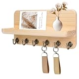 Kldgris Colgador Llaves Pared Cuelga Llaves con 5 Ganchos Porta Llaves de Pared para Salón, Oficina (Color Madera)