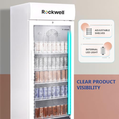 Image of ROCKWELL RVC500A Single Glass Door Visi Cooler, Internal LED, Dynamic Cooling,4 Year Warranty (White)
