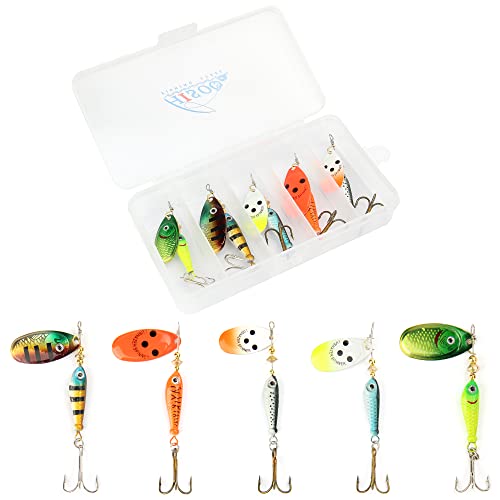 Jig Head Hooks Weighted with Spinner Blades Swimbaits Crank Hooks for Soft Fishing Lures (5PCS-A)