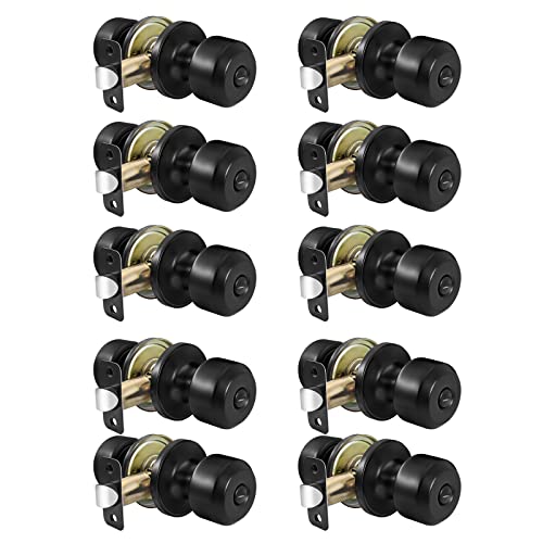 Haidms 10 Pack Matte Black Door Knobs Interior, Privacy Interior Door Knob For Bedroom Or Bathroom Classic Black Round Doorknobs Hardware(Round Panel Interior Door Konbs) #TOP16