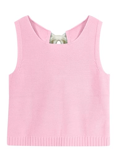Tanou Women's 2025 Fall Casual Loose Tank Tops Open Back Bow Tie Knit Sleeveless Sweater Vest2