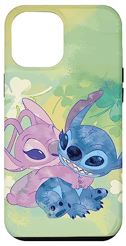 Coque iPhone 12 Pro Max Stitch et Angel, cadeau vert shamrock idéal