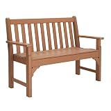 VINGLI Outdoor Bench 2-Person Poly Lumber Garden Bench Waterproof HDPE Porch Bench, Poly Lumber Patio Bench with 800 lbs Weight Capacity, Fade Proof