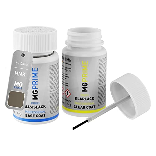 MG PRIME Autolack Lackstift Set für Dacia HNK Beige Cendre Metallic/Atacama Beige Metallic Basislack Klarlack je 50ml