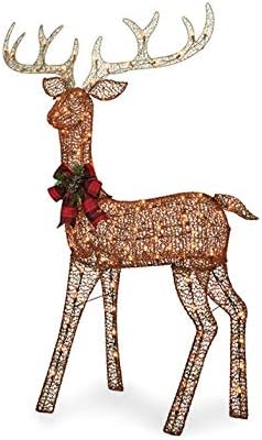 Winter Wonder Lane 5 ft. Glittering Brown Buck Holiday Seasonal Christmas Indoor/Outdoor Light-Up Deer Decor