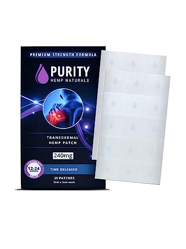Purity Hemp Naturals Body Discomfort Patch 240 mg - 30 ct (8 mg ea.) Lasts 24 Hours. Sweat & Water Resistant. Convenient & Discreet. For Use On Any Part Of The Body. Plant-Based Extended-Release Patch