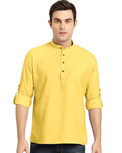 Chemise courte style kurta pour homme idéale pour les sorties estivales décontractées